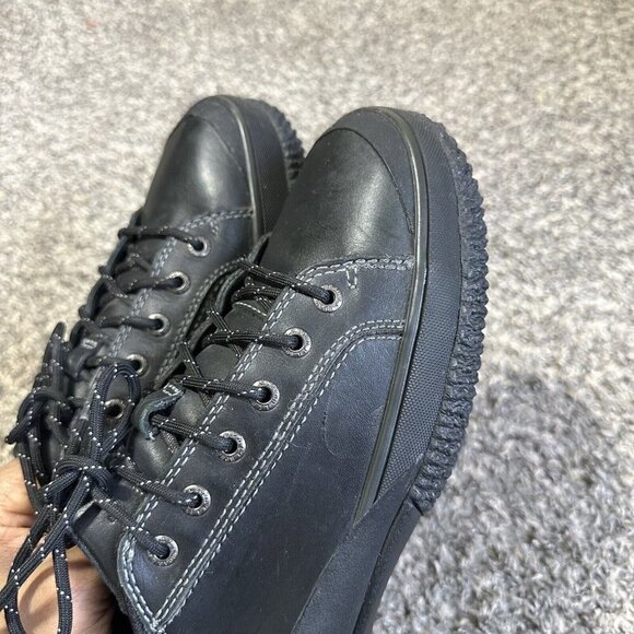 LL Bean Men's Black Leather Mountain Sneaker Shoes Size 10 Lace Up Hiking - Picture 4 of 11